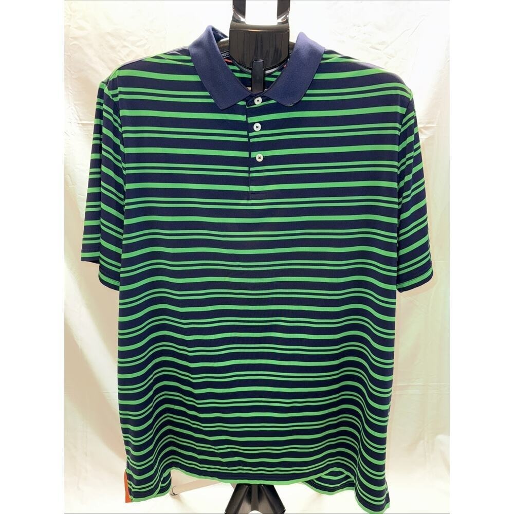 Men's RLX Ralph Lauren Green Striped Golf Polo Size: XXL